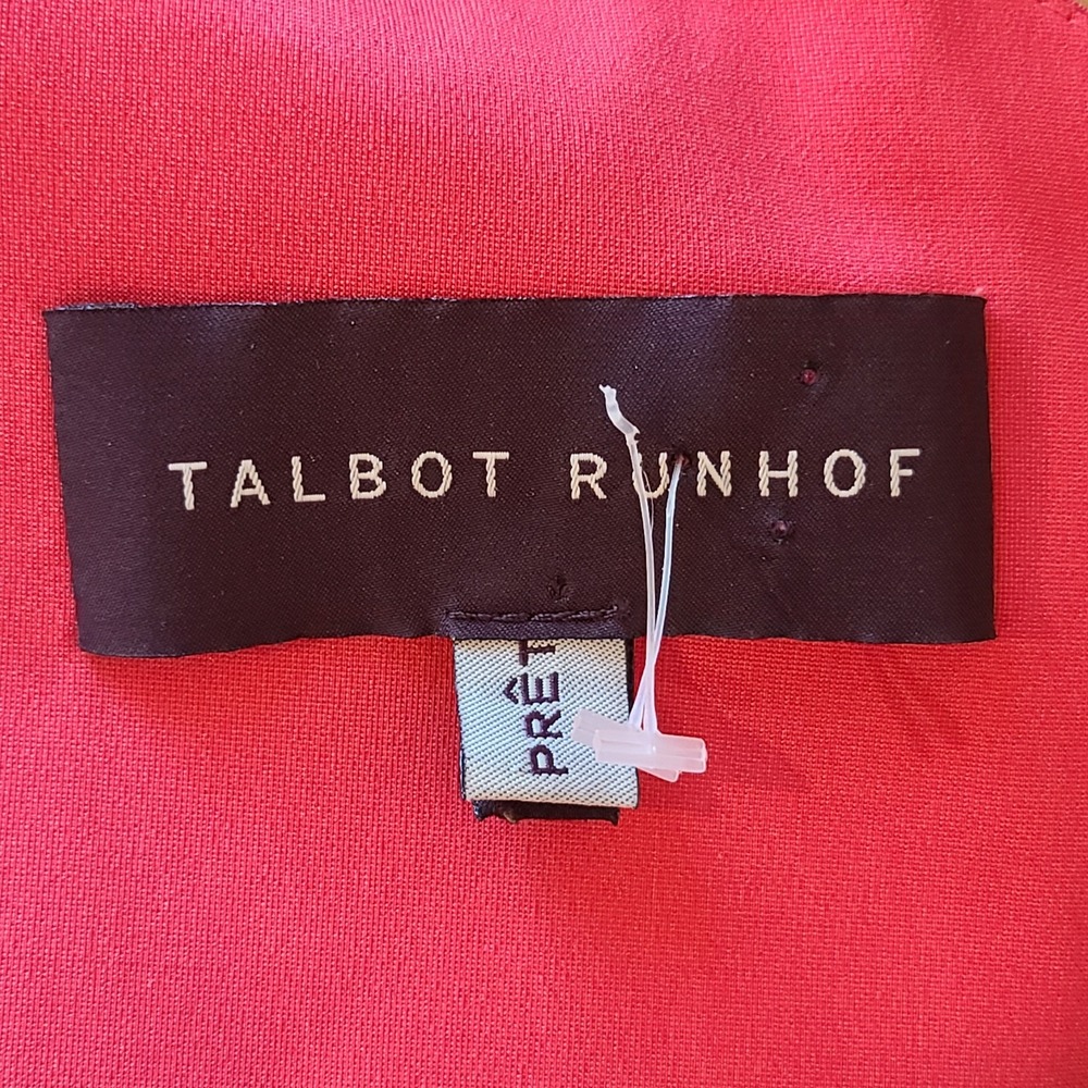 Talbot Runhof Orange Red Draped Silk Blend Cocktail Shift Midi Dress Sz 16/46 - Picture 7 of 9